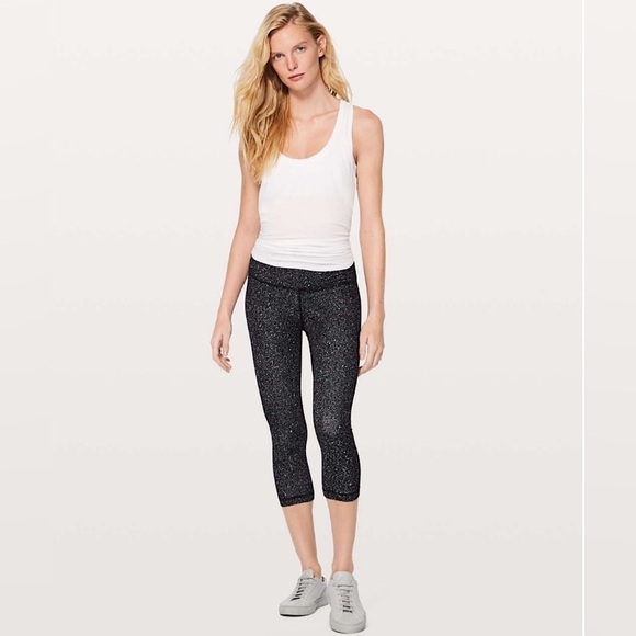 Lululemon Align Crop 21" High Rise Leggings / Luminesce Splatter Ice Gray Black - Picture 3 of 10